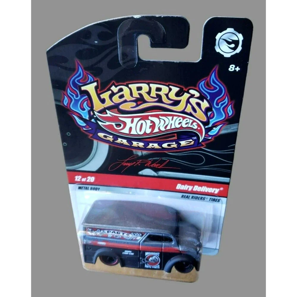 2009 Hot Wheels DAIRY DELIVERY Larry's Garage Metalflake Matte Black 12/20 1:64